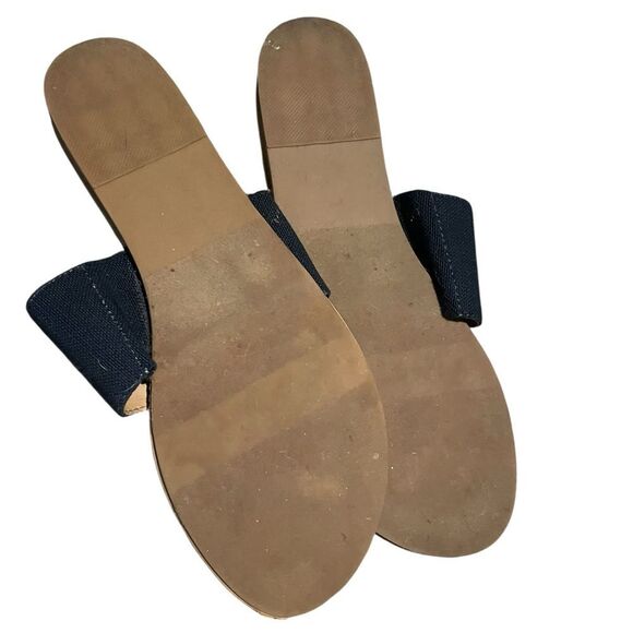 New directions tan  and navy  Slide Sandals new never worn - Picture 2 of 2